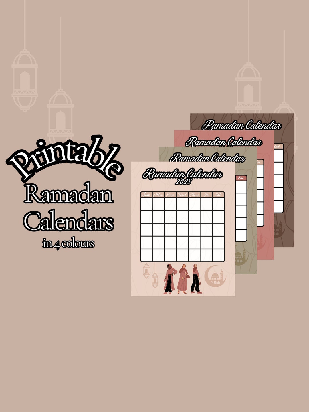 Ramadan Calendar, Printable Ramadan Calendar, Digital Ramadan Calendar
