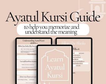 Guía Ayatul Kursi, guía del Corán, guía para aprender el Corán, guía de Ramadán, guía islámica, guía de aprendizaje de Ramadán