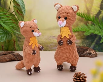Crochet Marder Frettchen Pattern, Low-Sew Amigurumi Animal PDF, Anfänger freundliche Anleitung