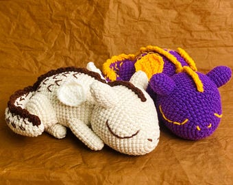 Sleeping Baby Dragon Crochet Pattern PDF, Slumbering Fantasy Amigurumi Dragon Plushie Tutorial