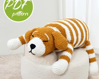 Riesiges Hundekissen, häkeln, großes Kuscheltier, flauschiges Chenille-Spielzeug (PDF-Muster)
