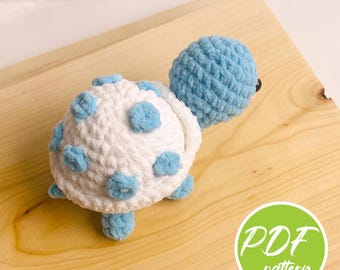 niedrig Sew Crochet Schildkröte Muster PDF, Amigurumi Meeresschildkröten Plushie, Easy Anfänger Schildkröte Spielzeug