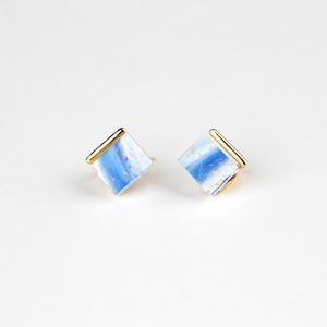 Blue Watercolour Square Stud Earrings Sterling Silver Stud Artistic Earrings Minimalist Earrings Hypoallergen studs image 5