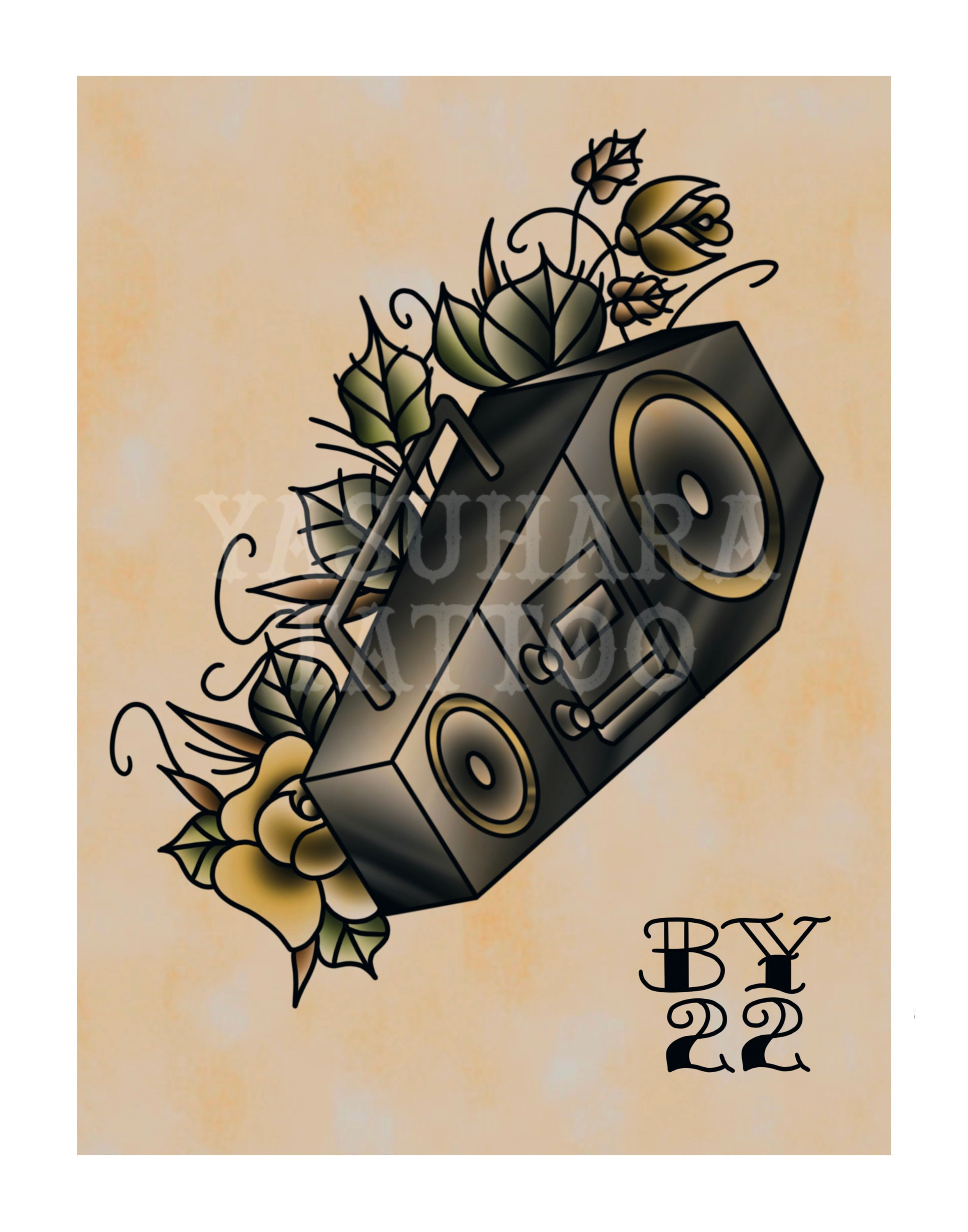 Boombox Tattoo Design