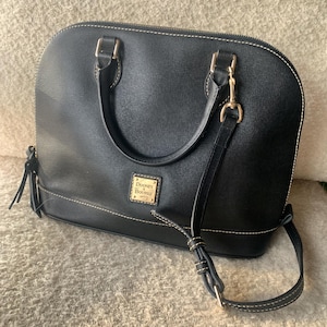Dooney and Bourke Saffiano Zip Zip Satchel | American Leather | Black Leather