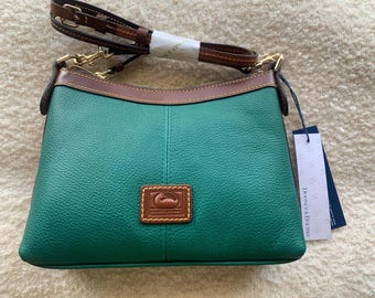 Dooney and Bourke Belvedere Crossbody Pouch | American Leather | Pebble Teal Leather