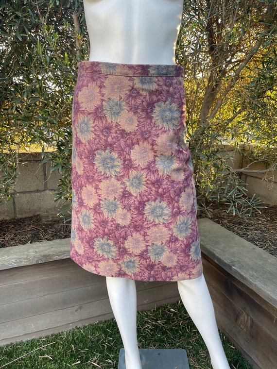 Purple Floral Pencil Skirt