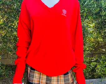 Vintage XL University of Indiana Red V-Neck Sweater From Dache