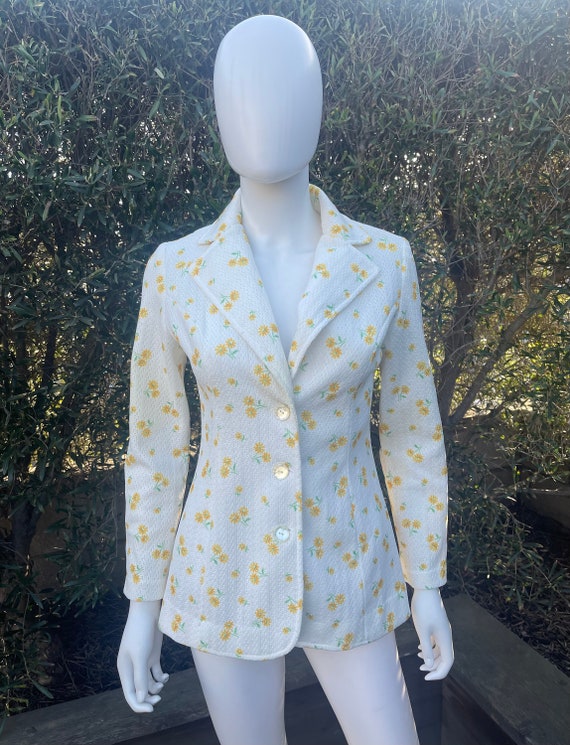 Vintage Collegian Yellow Floral Blazer