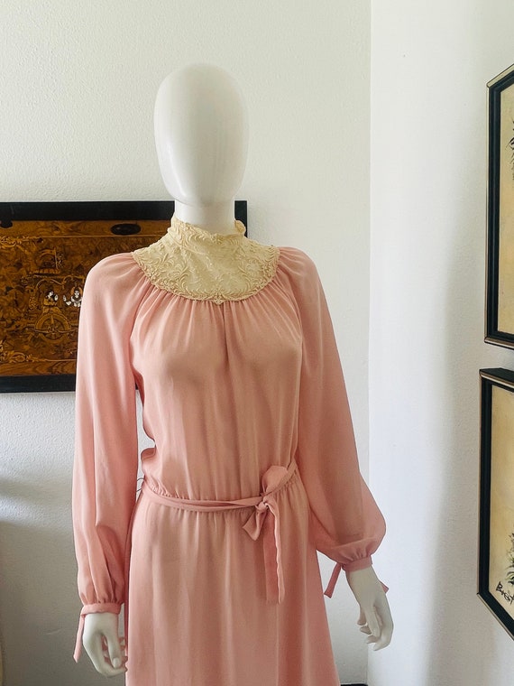 Carol Anderson Petites Pink Long Sleeve Lace Dress