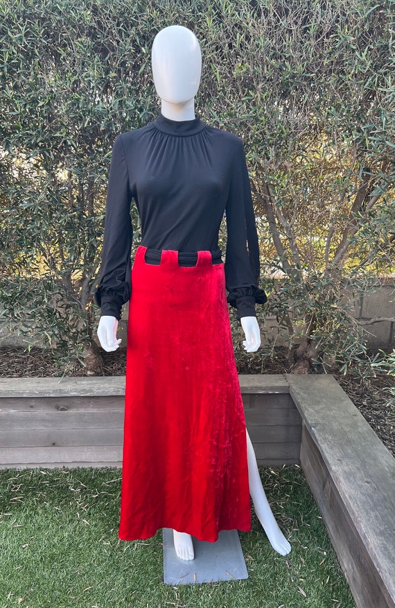 Vintage Red Velvet and Black Gown