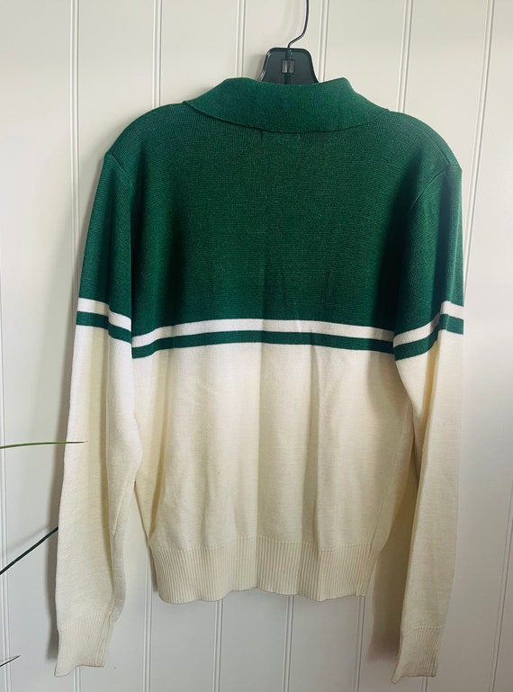 Vintage Green and White Knit Windbreaker Medium - image 4