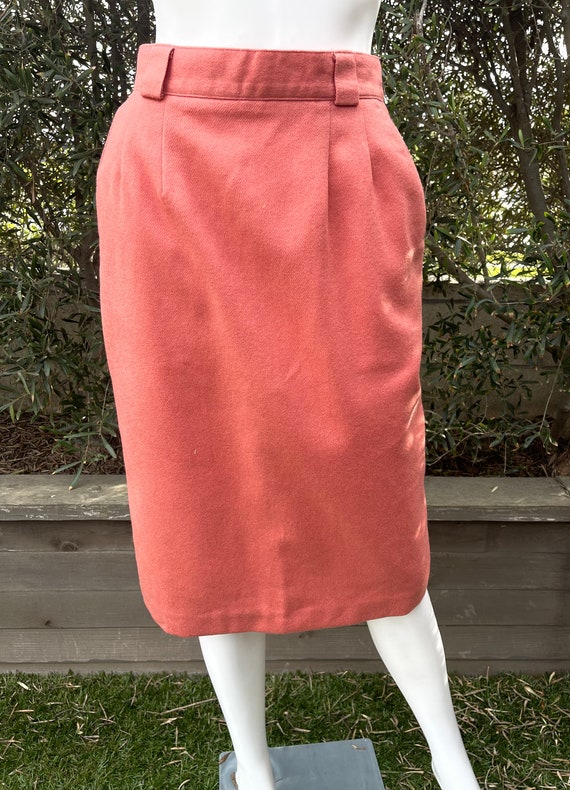 PEACH WOOL SKIRT Vintage 50s Pencil Skirt 1950s A… Gem
