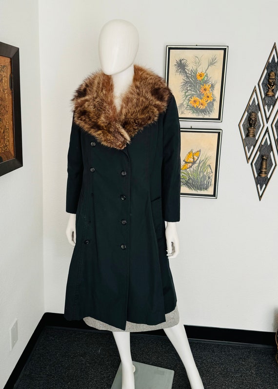 Vintage Trench Coat With Real Fur Collar From Seym