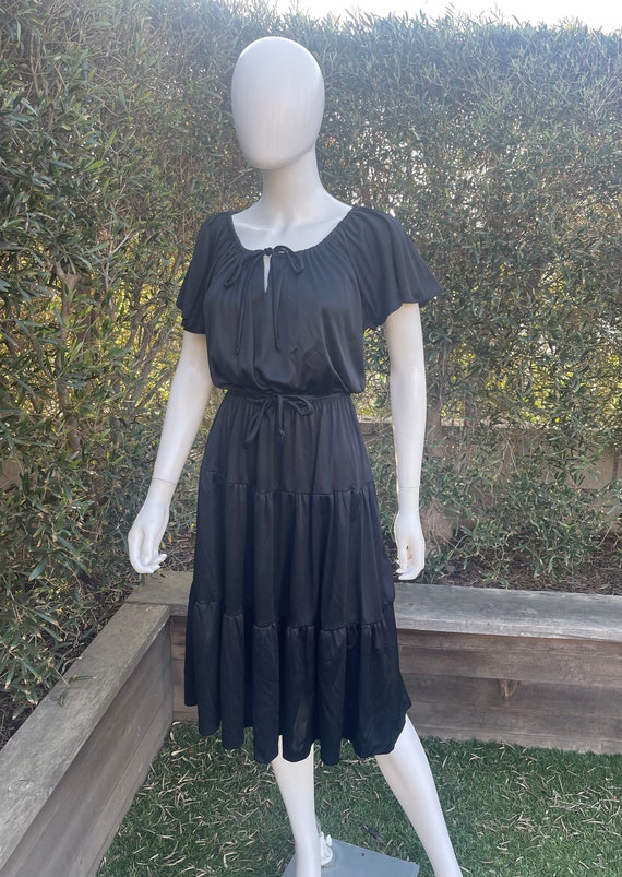 1970’s Vintage Black Polyester Dress