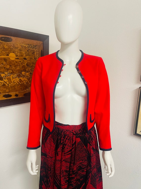 Lanz Cropped Red Jacket with Black Trim