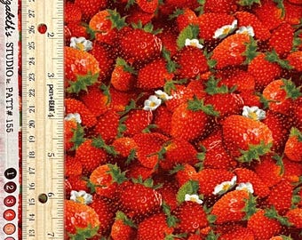 Strawberry Fabric - 100% Cotton - Elizabeth's Studio - Berry Good