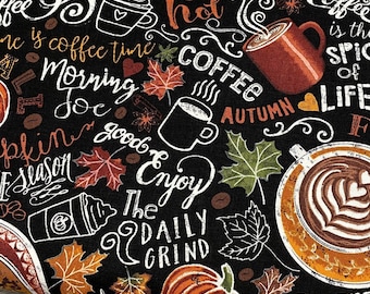 Pumpkin Spice Latte Fabric CD7034 - Timeless Treasures - 100% Cotton Fabric