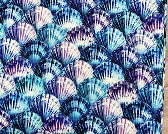 Seashell Fabric - Hoffman - Tides of Color - 100% Cotton - Ocean theme Sea Life Tropical Vacation Scuba Diving Swimming