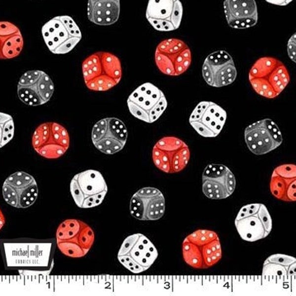 Dice fabric by the yard - Michael Miller - 100% cotton fabric - Roll With It - Bunco Craps Casino Game Night