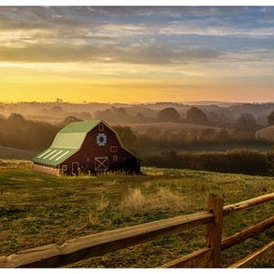 Barn fabric panel - 42&quot; x 29&quot; - 100% Cotton - Homestead by Hoffman - W5514-131-Oak