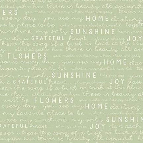 Garden Fabric - Text on pale green - Riley Blake - 100% cotton - Gardening fabric Gift for Gardener Quilting Cotton