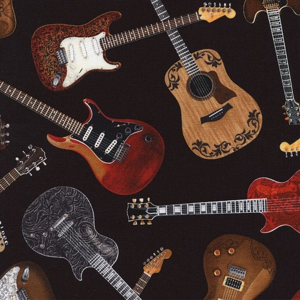 Guitars Tossed - 100% Cotton Fabric from Timeless Treasures