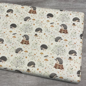 Dear Stella Hedgehogs Fabric - Little Forest - 100% Cotton Fabric - Baby Woodland Forest animals