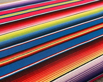 Mexican Sombrero Stripe - 100% Cotton Fabric - Elizabeth's Studio - Multicolor Mexican Blanket stripe Material for sewing - 263-BLU