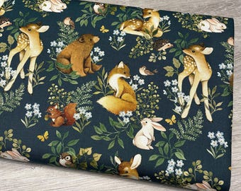 Forest Animal fabric - Dear Stella - Forest Stories - 100% Cotton - STELLA-DNS2308 IRON - Baby Woodland creatures forest animal material