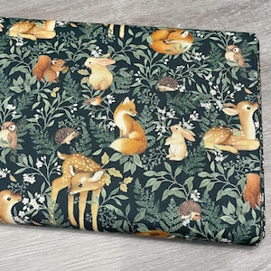 Forest Animal fabric - Dear Stella - Little Fawn & Friends - 100% Cotton - DNS1908 - Baby Woodland creatures forest animal material