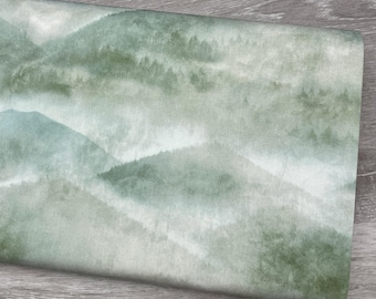 Mountain Range fabric - Sea Salt Collection - Hoffman - 100% Cotton - Misty Mountain Range Moss MRD35-98