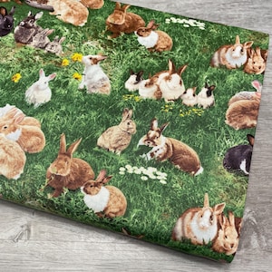 Bunny fabric - Rabbits - Farm Animals Collection by Elizabeth&#39;s Studio - 100% Cotton - realistic bunny print material - Easter Bunny