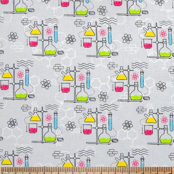 Science Fabric - Experiments - 100% Cotton Fabric - School Fabric - Science Teacher Science Class Chemistry School Classroom