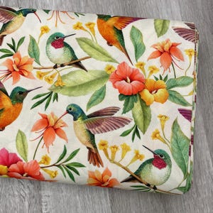 Humming bird & Tropical Florals fabric - Hummingbirds collection by Rosie Dore for Timeless Treasures - 100% cotton fabric