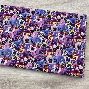 Pansy fabric by the yard - Elizabeth&#39;s Studio - 100% cotton - Lovely Pansies fabric floral material purple flowers