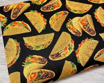 Taco fabric - Hard Shelled Tacos by Timeless Treasures - 100% Cotton Fabric - Taco toss Food theme taco print fabric by the yard