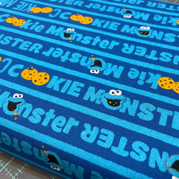 Cookie Monster Fabric - 100% cotton - food theme fabric by the yard Sesame Street cookie print material cartoon character