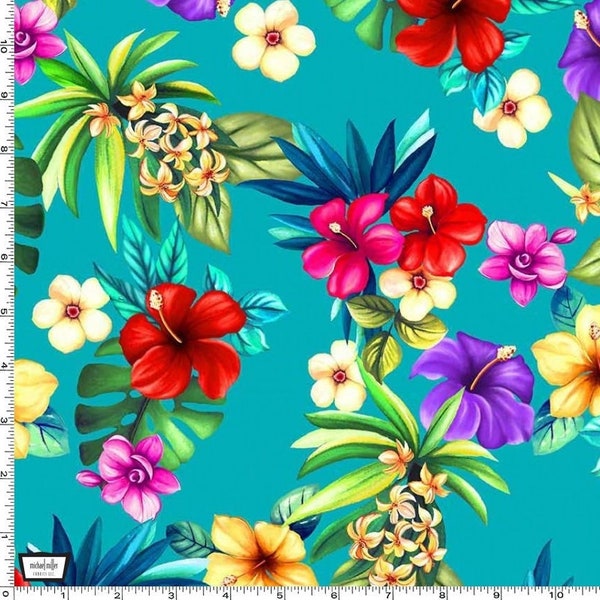 Hawaiian shirt material - Beach fabric - Let's Get Tropical by Michael Miller - 100% Cotton Fabric - Pool Party Luau Floral