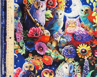 Night Owls Fabric - Nature - Robert Kaufman - 100% Cotton Fabric