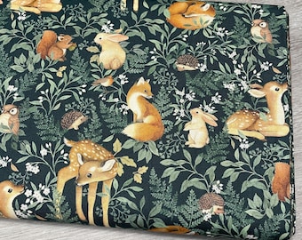 Forest Animal fabric - Dear Stella - Little Fawn & Friends - 100% Cotton - DNS1908 - Baby Woodland creatures forest animal material