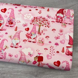Valentine Gnome Fabric - Timeless Treasures - Gnome One Like You collection - 100% Cotton Fabric - Valentine&#39;s Day material