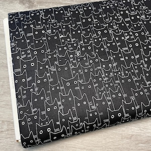 Cat fabric by the yard - Dear Stella - Having a Meowment- 100% Cotton - Black Cat material kitty theme kitten quilt pets