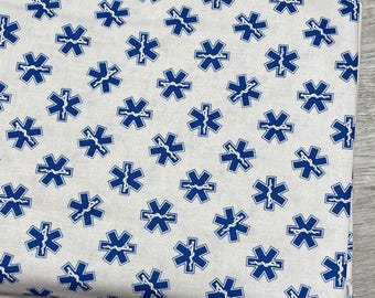 EMT Star Fabric - To The Rescue - Robert Giordano - Henry Glass - 100% Cotton- First Responder Medical Hero Quilting Cotton