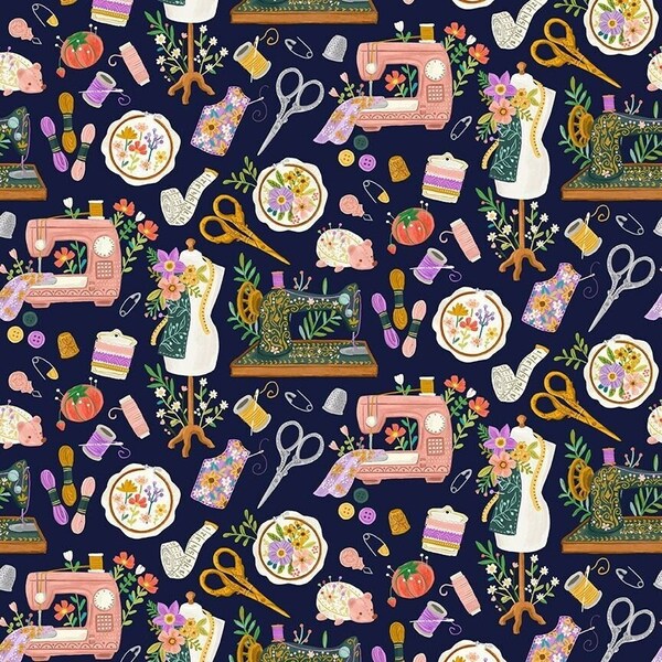 Sewing Theme Graphics Sewing Theme Fabric - Etsy