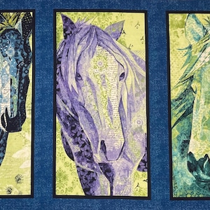 Horse Panel - Measures 25&quot; x 21.25&quot; - Dream Horses - Studio E - Animal Western Quilting Cotton
