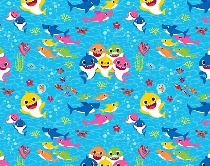 Baby Shark Fabric Fun in the Ocean 100 Cotton Fabric Etsy