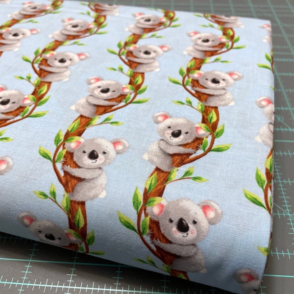 Koala Fabric - 100% cotton - Henry Glass - Koalas on Trees - Party Animals by Rob Parkinson