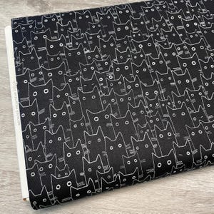 Cat fabric by the yard - Dear Stella - Having a Meowment- 100% Cotton - Black Cat material kitty theme kitten quilt pets