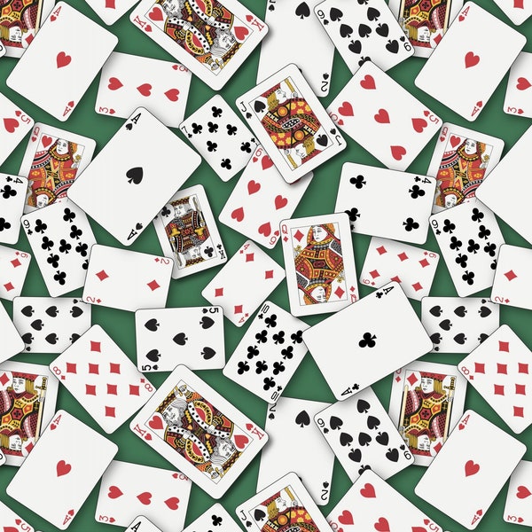 Playing Cards fabric by the yard - 100% cotton fabric - Poker material Card fabric Game print Game Night theme